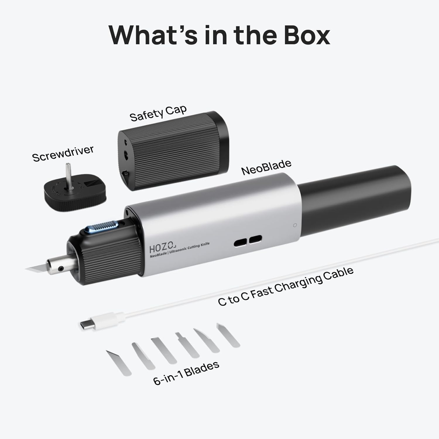 HOZO NeoBlade Wireless Ultrasonic Cutter – 40kHz Vibration & 40W Auto Power Adjustment, Replaceable Battery, Turbo Cooling, 2 Cutting Modes – For 3D Printing, Woodworking, Prototyping,Model Mods & DIY