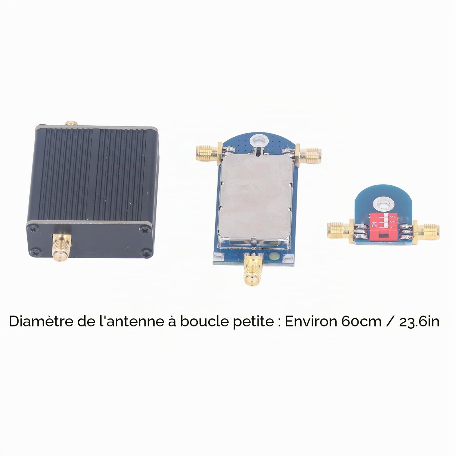 Antenne à Boucle Active 50K-500MHz, Pleine Bande, 17dB, Petite Boucle à Gain élevé, Antenne de Réception Large Bande 9-12V