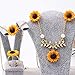 JOYID Sweet Sunflower Pearl Leaf Pendant Necklace Resin Daisy Flower Clavicular Chain Fashion Jewelry for Women (Gold Set)