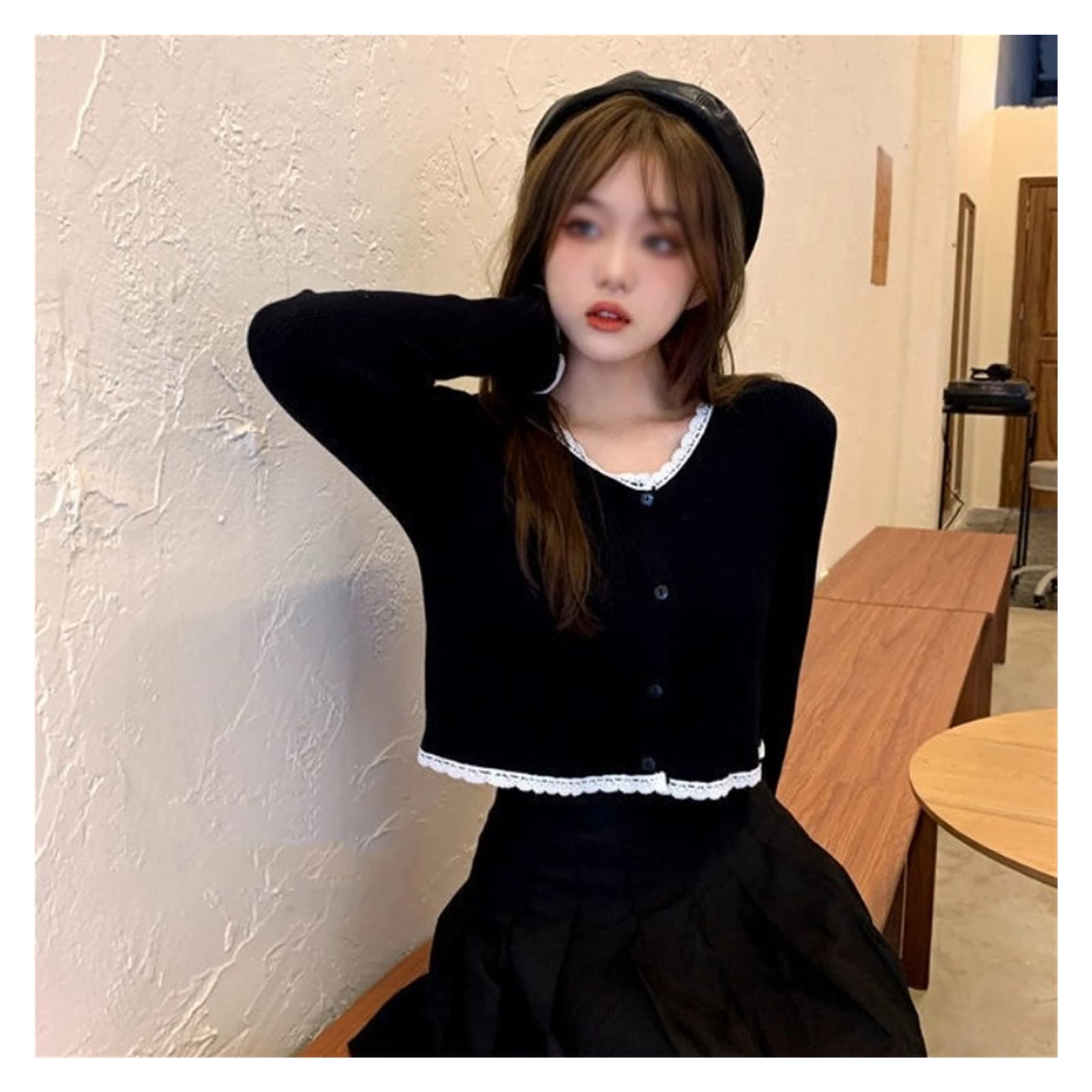 Pull basique pour femme en maille ajustée style vintage - 7
