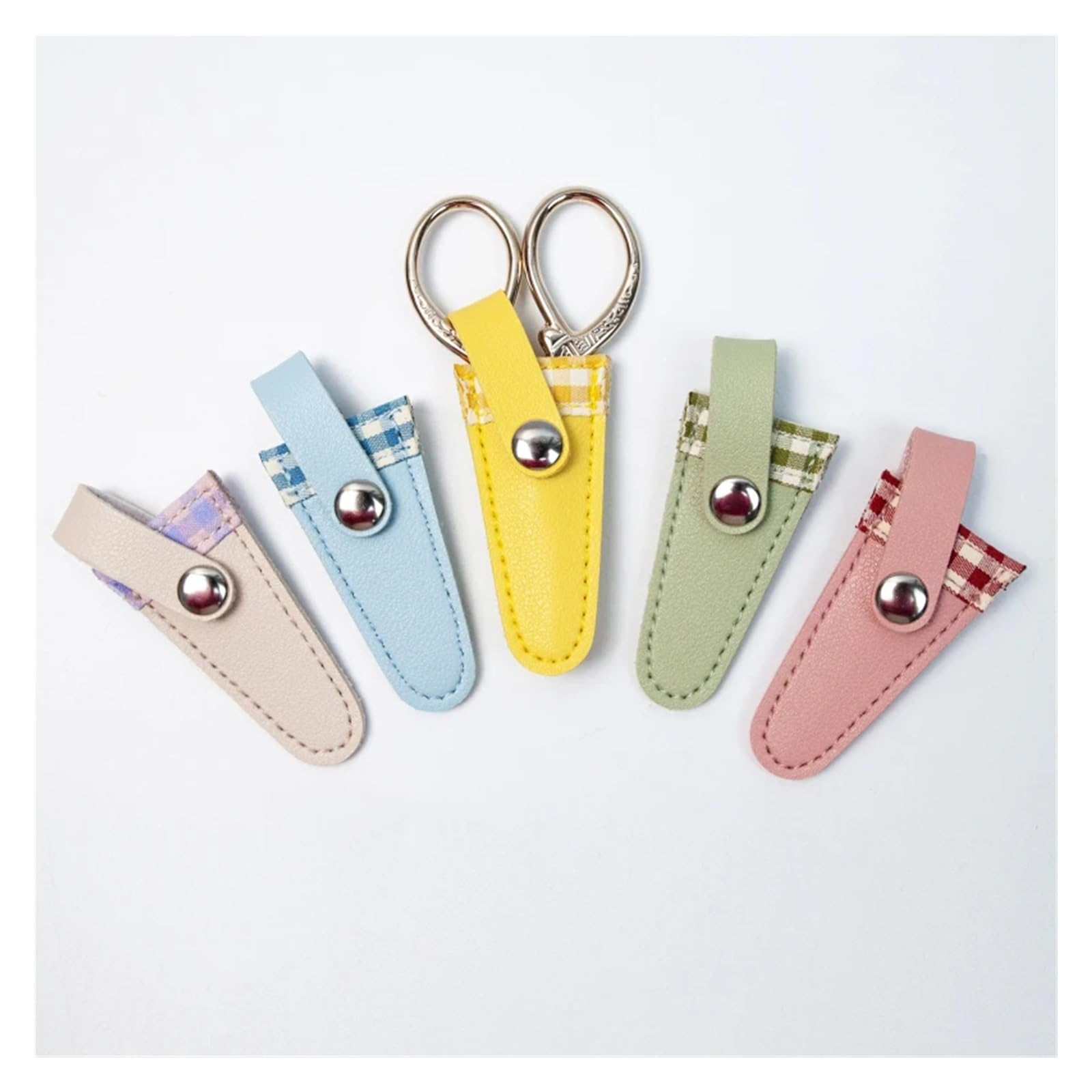 Funda de tijera, 6 piezas de fundas protectoras de piel sintética coloridas para bordado, para coser y proteger herramientas de manualidades (05)