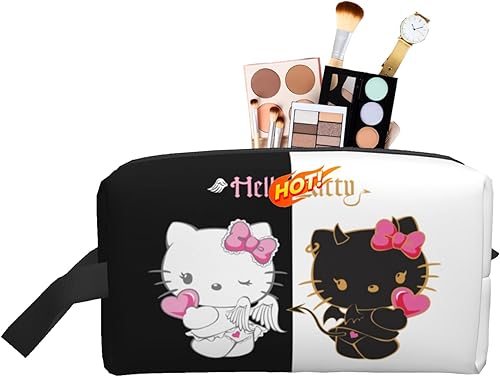 Linda bolsa de maquillaje, bolsas de aseo y aseo con diseño de gato para mujeres y niñas, regalo de cumpleaños, viajes, Color