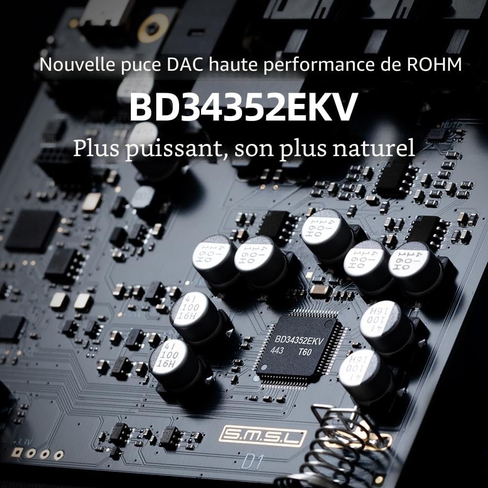 S.M.S.L D1 Hi-Res Audio Dac RohmBD34352EKVchip Touch Control RCA out 768kHz/32bit DSD512 THD+N 0.00038% MQA Audio DAC Dual USB/Optical/Coaxial input SNR126dB for phone/pad/PC/TV/DVD Home Desktop DAC