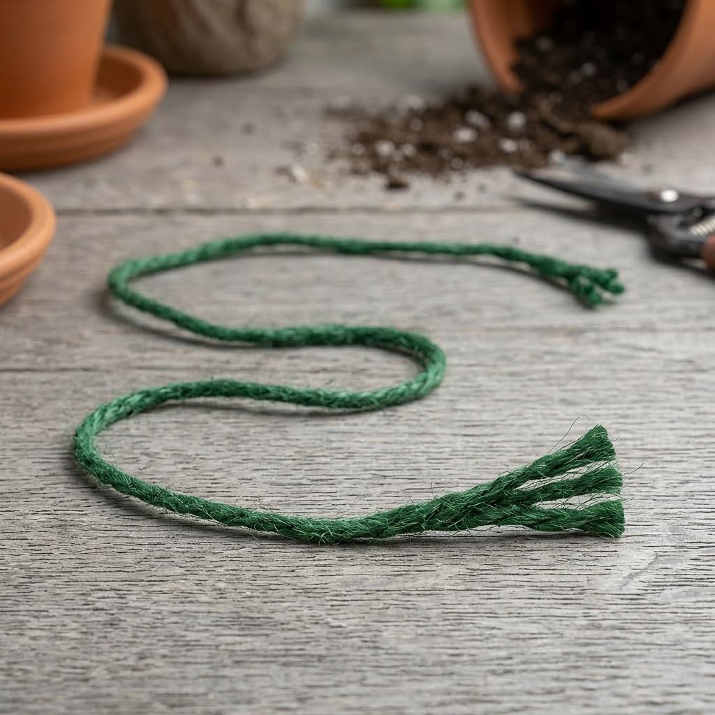 Premium Green Jute Twine, 3-Ply Natural Biodegradable String, 200 Feet, for Gardening, Crafts, Gift Wrapping, and More (Set of 2)