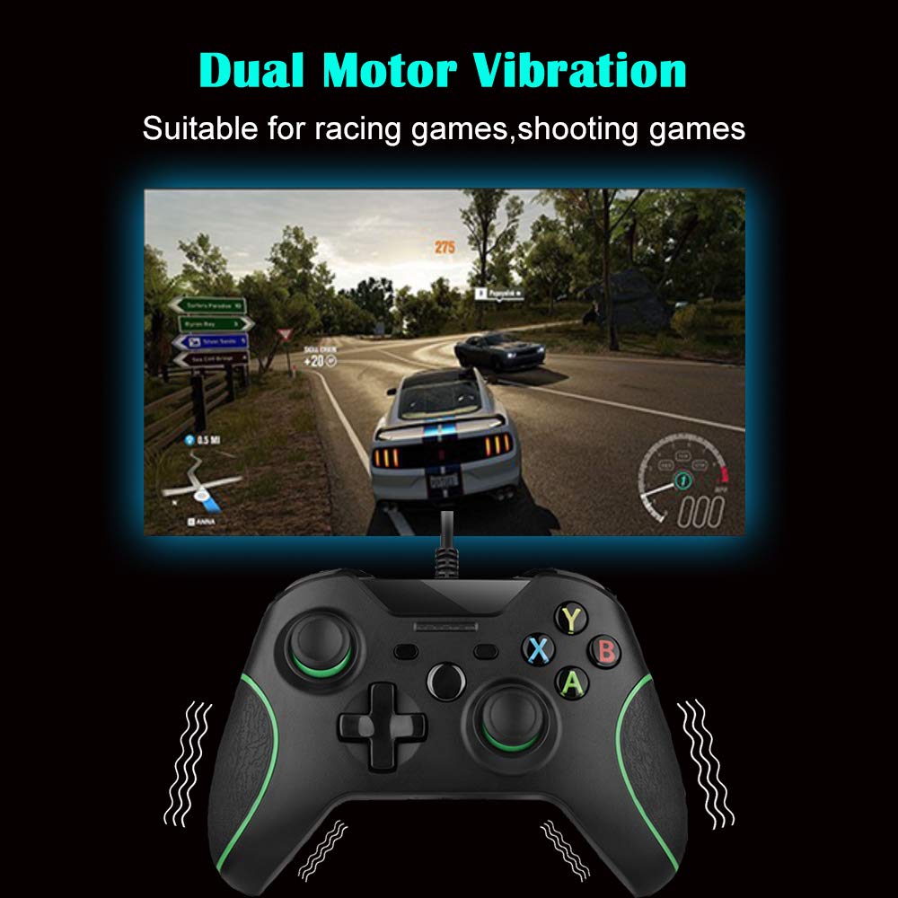 Manette filaire pour Xbox One, double vibration USB, manette de jeu filaire Xbox One, compatible avec Xbox One/S/X/PC, Windows 7/8/10, avec prise jack audio 3,5 mm