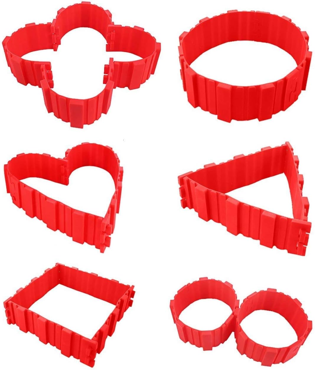 bosigSilicone Material Maed Red Foldable and Adjustable Backing Cake Mould Strap | Usable for Kitchen and Bakery | Set of 4pcs Multi-Shape Cake Maker Mold (New)