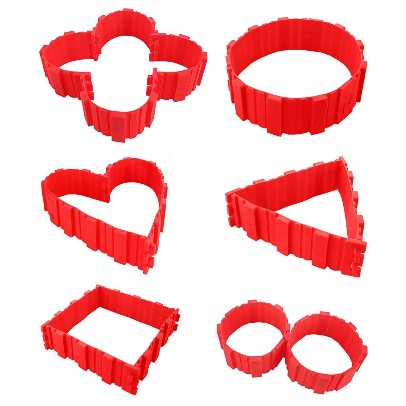 bosigSilicone Material Maed Red Foldable and Adjustable Backing Cake Mould Strap | Usable for Kitchen and Bakery | Set of 4pcs Multi-Shape Cake Maker Mold (New)