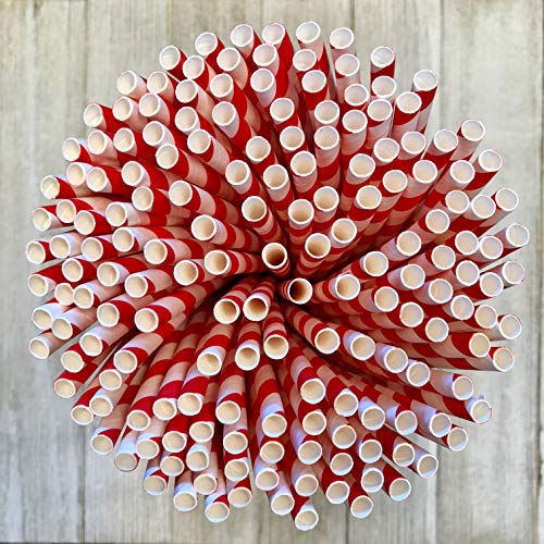 Pitillos de Papel Rojo y Blanco 7.75 Pulgadas x50 miniatura 2