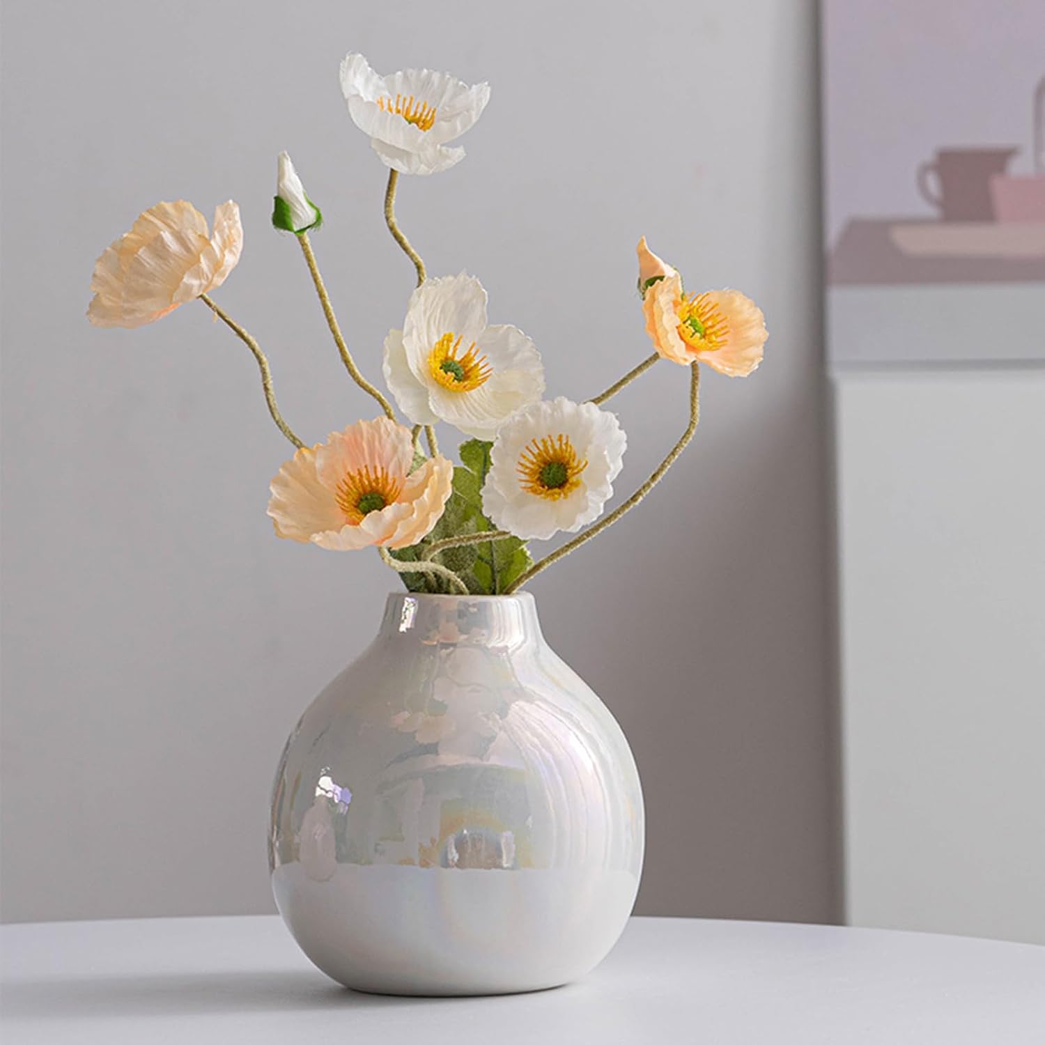 水耕栽培植物花瓶、ホワイトセラミック花瓶、展示オフィススタディルームファッション花瓶、プレミアムデスクトップミニ花瓶(サイズ:12× Amazon｜フラワーベース・花器 現代のシンプルなセラミック花瓶の花ドライフラワー水耕デスクトップデコレーションフラワーアレンジメントの3枚 花瓶  (色 : 緑, Size : One size)｜ディスプレイ収納・花器 オンライン通販