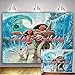 BINQOO Toile de fond Moana Maui de 2,1 x 1,5 m pour enfants, thème océan, tropical, fête d'anniversaire, fête prénatale, été, plage, princesse, filles