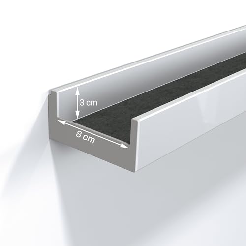 SIGEL MU060 langes schmales Wandregal 200 cm silber, Aluminium, Regalboard, Ablageboard