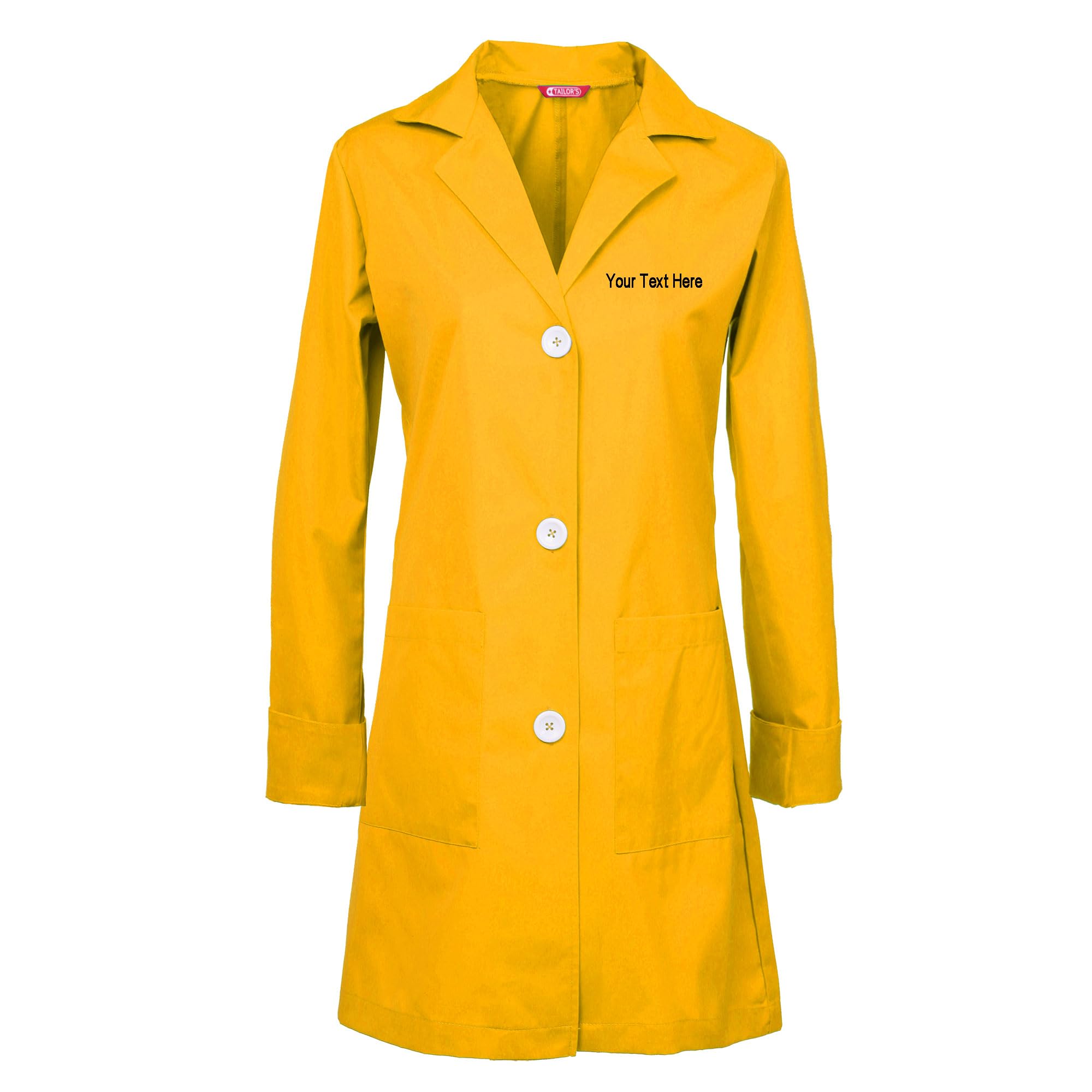 Tailor's Women's Yellow Personalised Embroidered Lab Coat