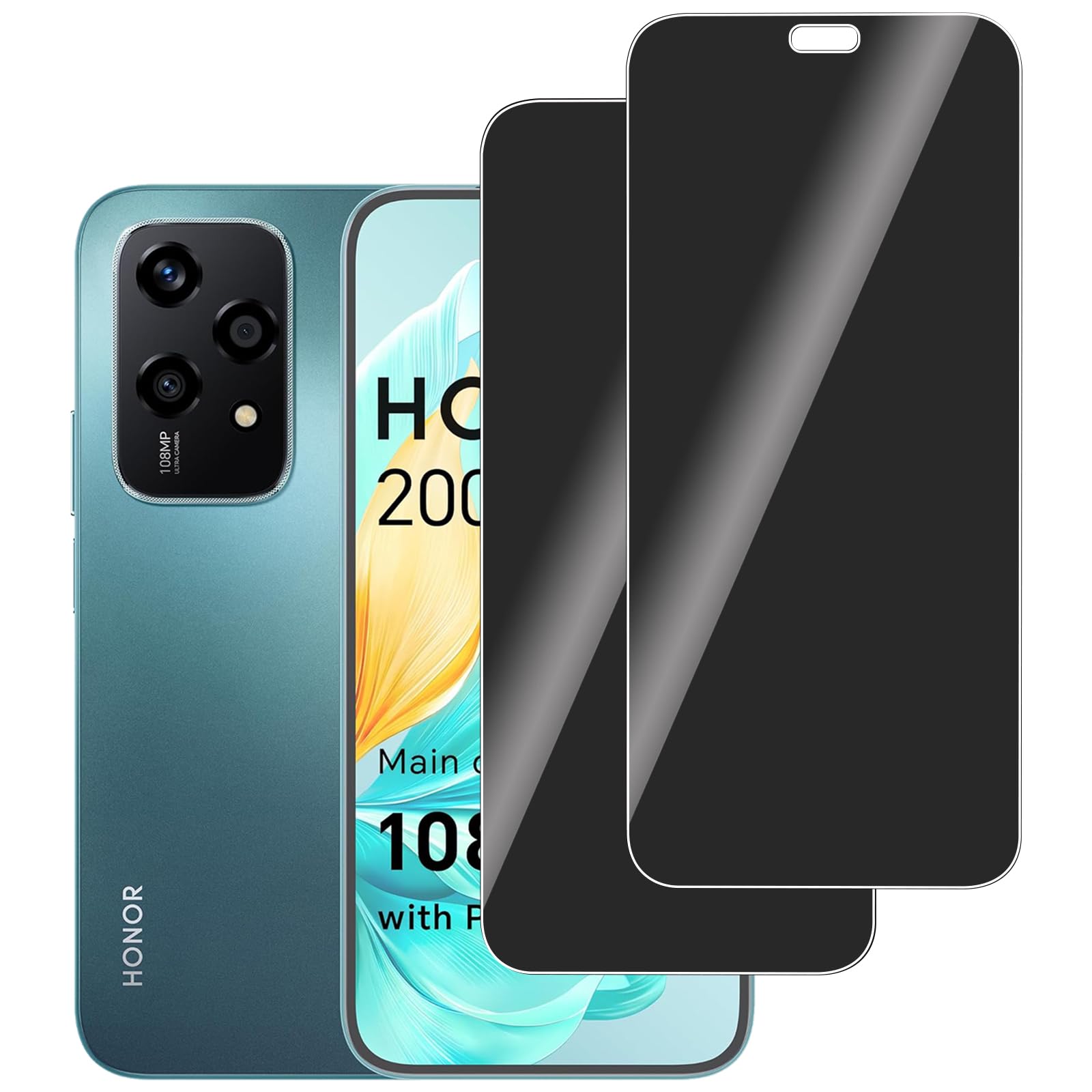 LERINNA 2 Pezzi, Privacy Pellicola Protettiva compatibile con Honor 200 Lite Antigraffio, Senza Bolle, Durezza 9H, Anti Spy in Vetro Temperato Pellicola Protettiva per Honor 200 Lite