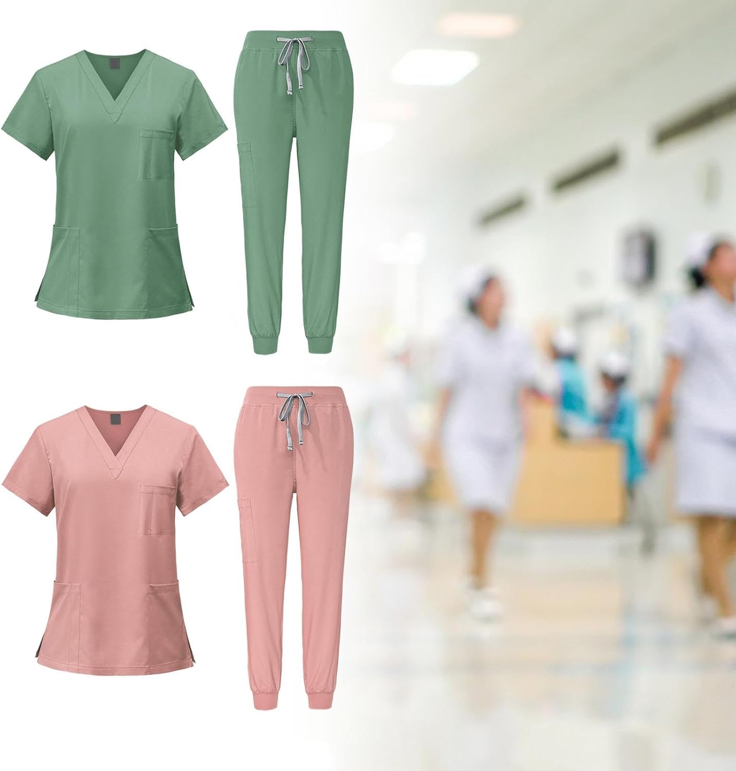 predolo 2Pcs Women's Scrub Set for Medical