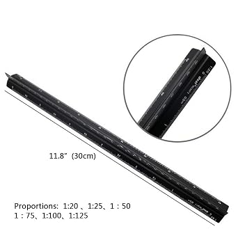 12 Inch Architect Scale Ruler, Metric Triangular Scale Ruler for for Students, Architects, Engineers, Draftsman Multicolor - Plastic
