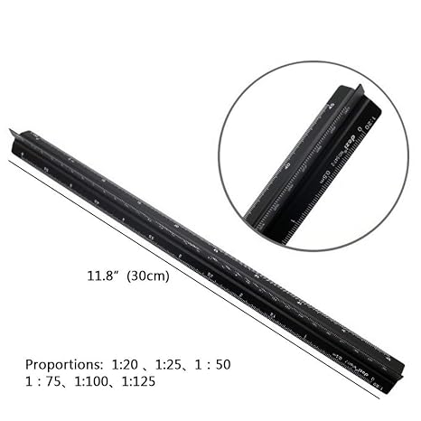 12 Inch Architect Scale Ruler, Metric Triangular Scale Ruler for for Students, Architects, Engineers, Draftsman Multicolor - Plastic