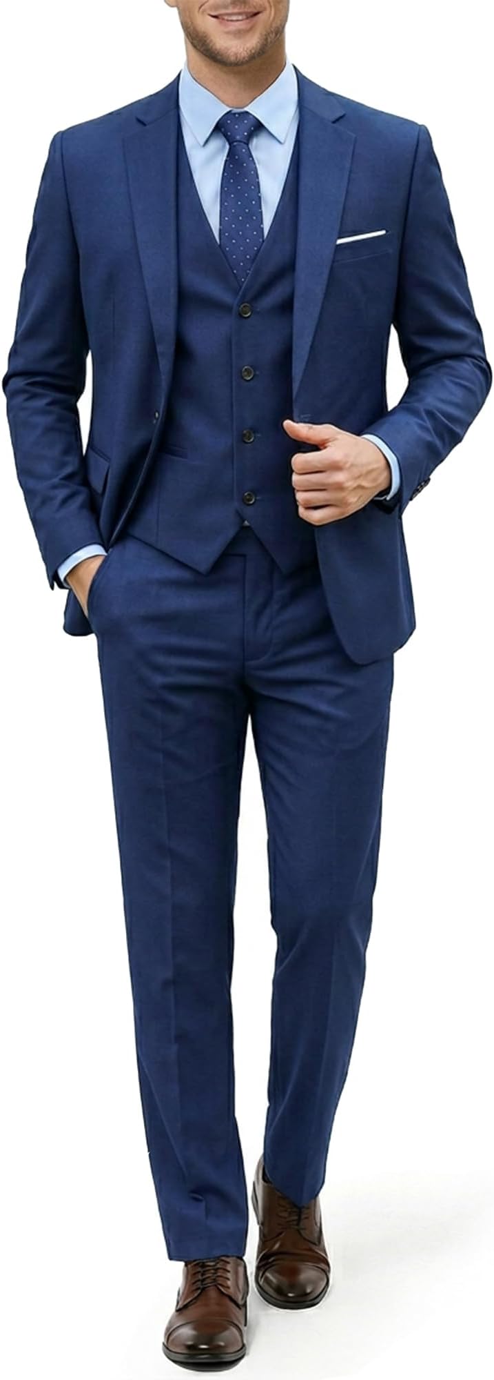 Men's 3 Piece Suit Set with Tie, One Button Slim Fit Jacket Vest & Pants, Party Wedding Prom Blazer Waistcoat & Trousers