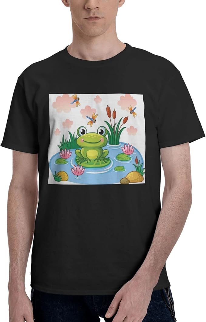 Amazon Co Jp Tenggai Tシャツ メンズ 半袖 かわいいカエル ポンド インナーシャツ 綿100 丸首 カジュアル 快適 軽い 吸汗通気 おしゃれ アンダーシャツ ファッション