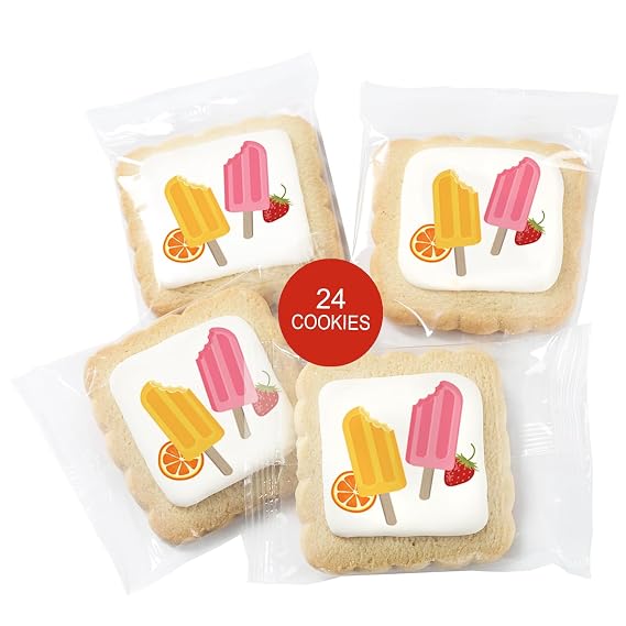 Popsicle Cookies Ice Pop Summer Party Favors | Individually Wrapped 24 Pack Cookie | Ices Theme Birthday Kids Adults Treats snacks