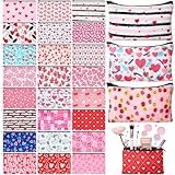 Meanplan 24 bolsas de maquillaje para el día de San Valentín, bolsas de maquillaje con corazón de amor, bolsas de cosméticos con cremallera, organizador de cosméticos para el día de San Valentín,