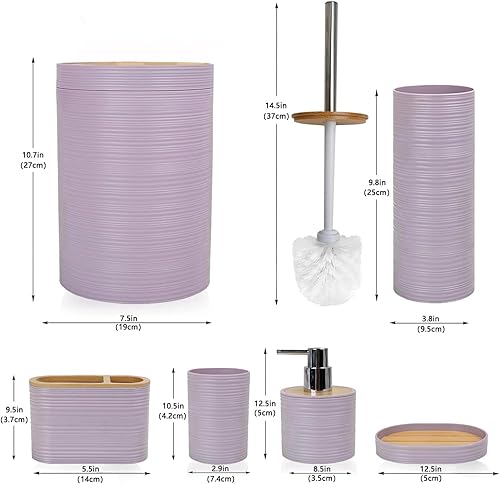 Miniatura 3 de CERBIOR Juego de accesorios de baño de 6 piezas, incluye dispensador de jabón, soporte para cepillos de dientes, taza para cepillo de dientes,