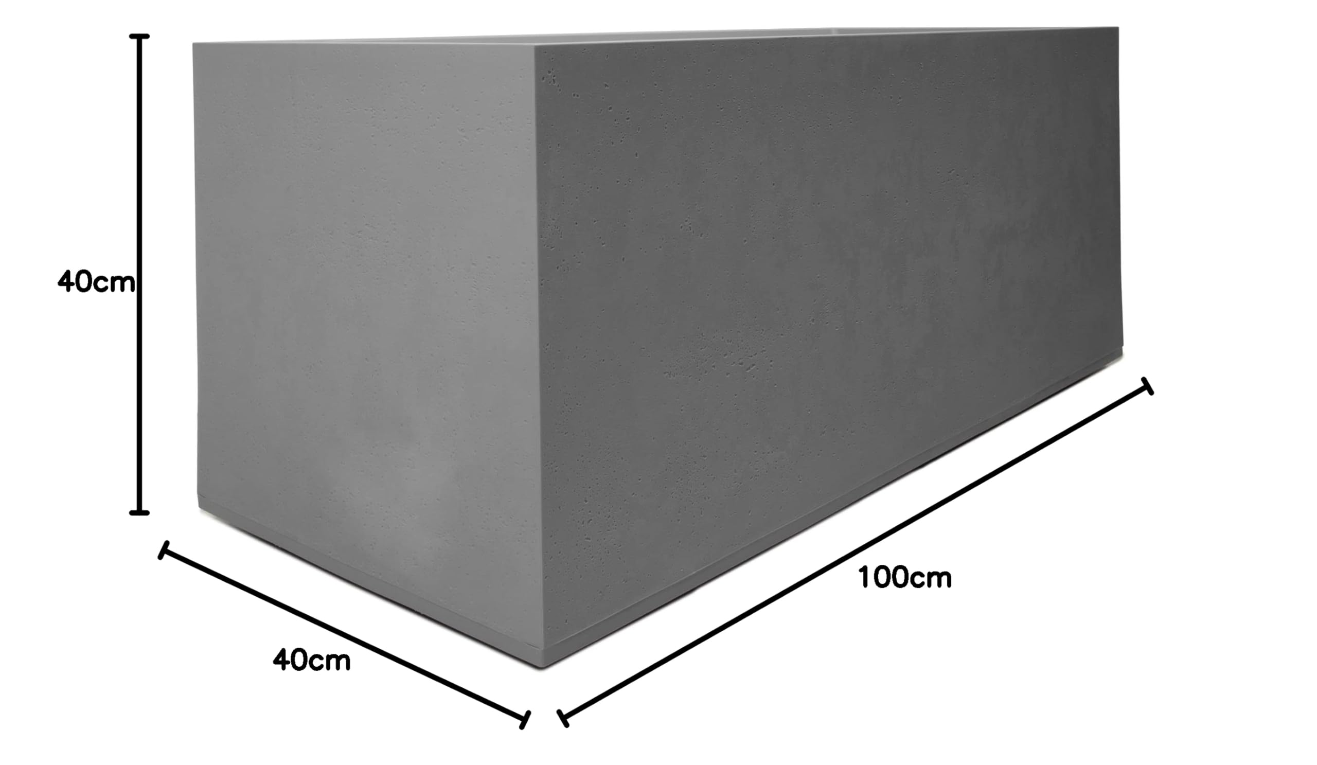 Ondis24 Pflanzkübel Blumenkübel Blumentopf Basalt 100cm, Schiefer Optik mit Wasserspeicher, Winterfest (Beton Hellgrau)