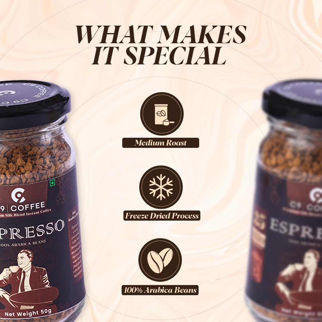 C9 Flavored Instant Coffee (Espresso) | 100% Arabica Beans | Dark