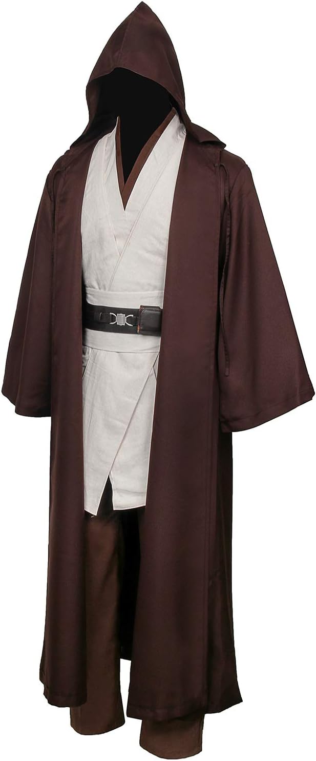 SOLOTIMES Adult Jedi Costume Cloak Outfit Men Knight Tunic Hooded Robe Full Set Suit Halloween Cosplay Cape Pants Uniform - Image 2