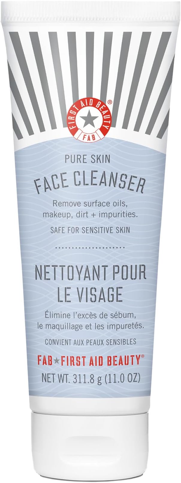 First Aid Beauty Pure Skin Face Cleanser, Sensitive Skin Cream Cleanser with Antioxidant Booster, 311.8 g