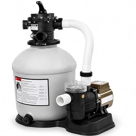 XtremepowerUS 16" Sand Filter Pump for Above Ground Swimming Pool 3/4 HP Pool Pump with Timer Function up to 15,000 Gallons Pool 3,100 GPH High-Flow Improved Circulation and Filtration