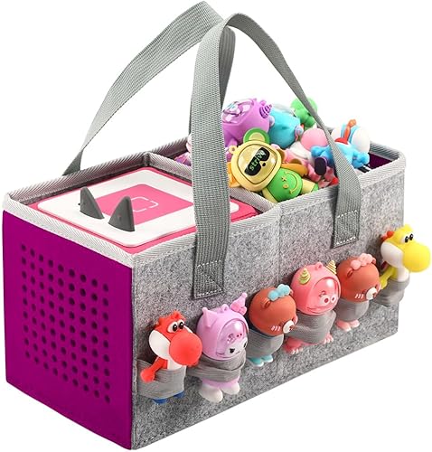 Estuche de transporte para Toniebox Starter Set y figuras de Tonies, bolsa plegable de tela de fieltro de viaje para Toniebox 2 y accesorios (morado)