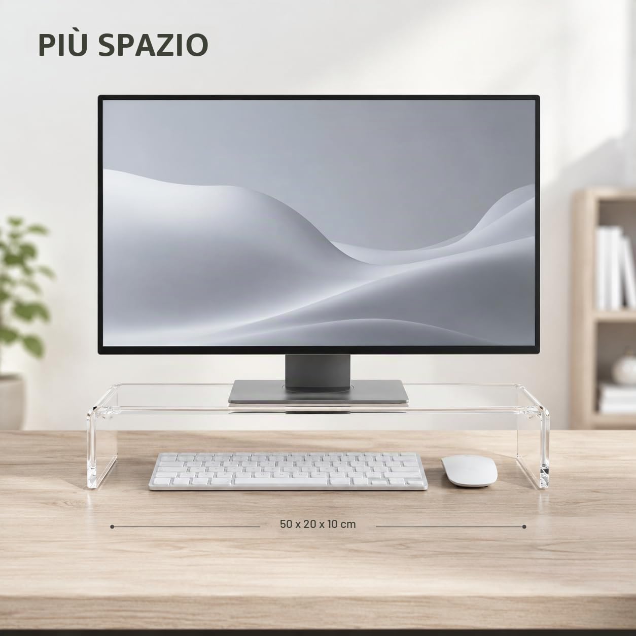 Supporto per monitor in vetro acrilico trasparente, di fabbricazione tedesca, esclusivo rialzo per monitor in vetro acrilico da 10 mm, supporto per schermo di alta qualità, realizzato a