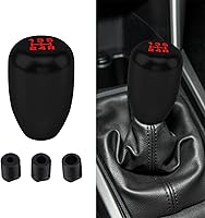 CHRYMUM Universal Manual 5-Speed Gear Shift Knob - Premium Aluminum Alloy Shifter for Cars Trucks SUVs (Black Red Blue Silver)