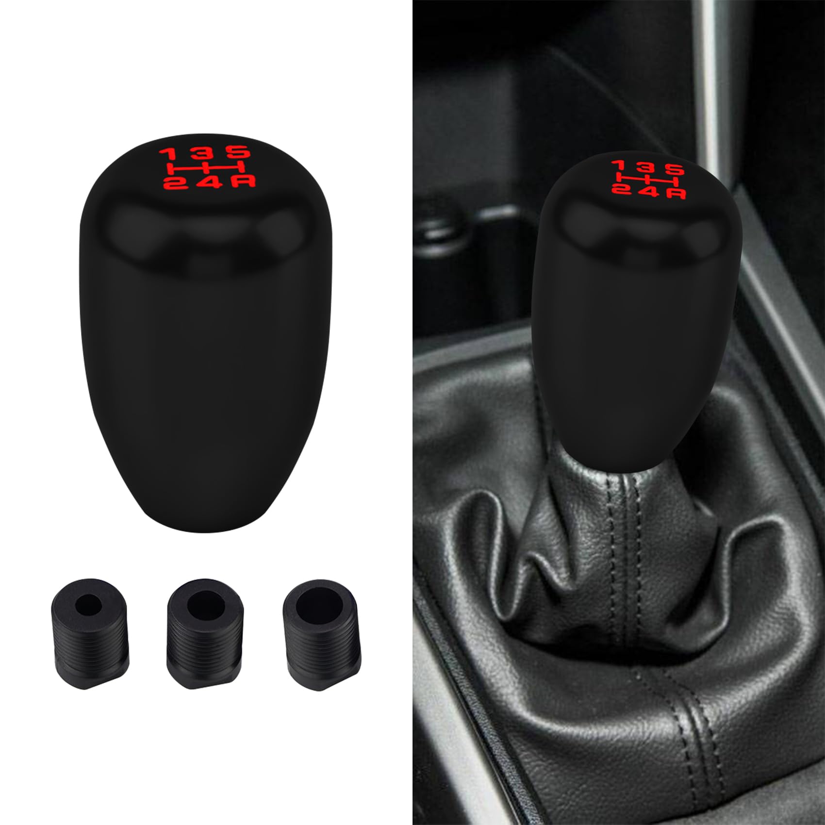 Car Gear Shift Knobs, Manual Gear Shift Knobs Replacement, Universal Car Accessories Interior Stick Shift Knob, Manual 5 Speed Universal Gear Stick Shift Knob for Car Truck SUV (Black)