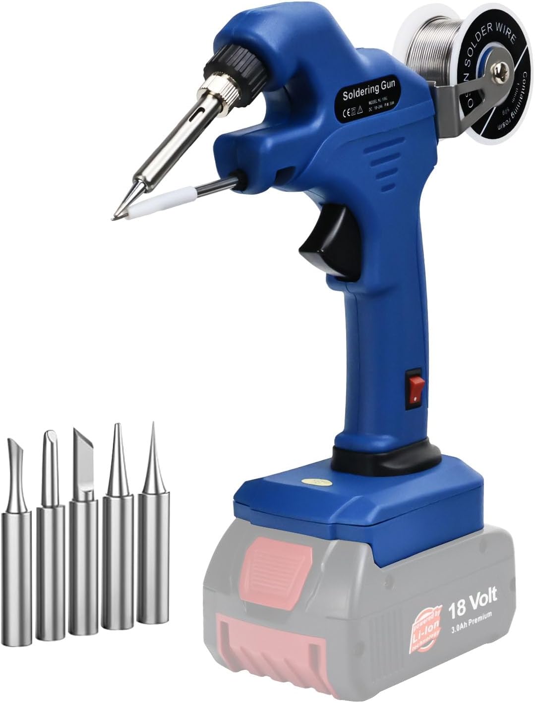 Schnurloses LötkolbenSet, für Bosch 18V LiIon Akku, 30W Lötpistole mit Keramik