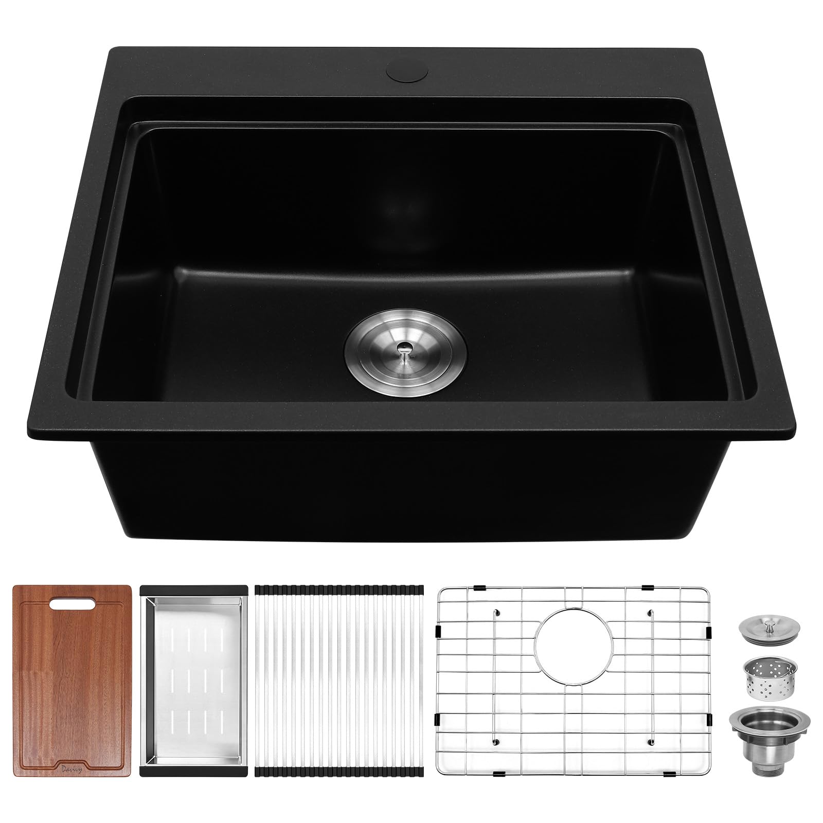 Davivy 22 X 19 Matte Black Granite Composite Dual Mount Kitchen Sink