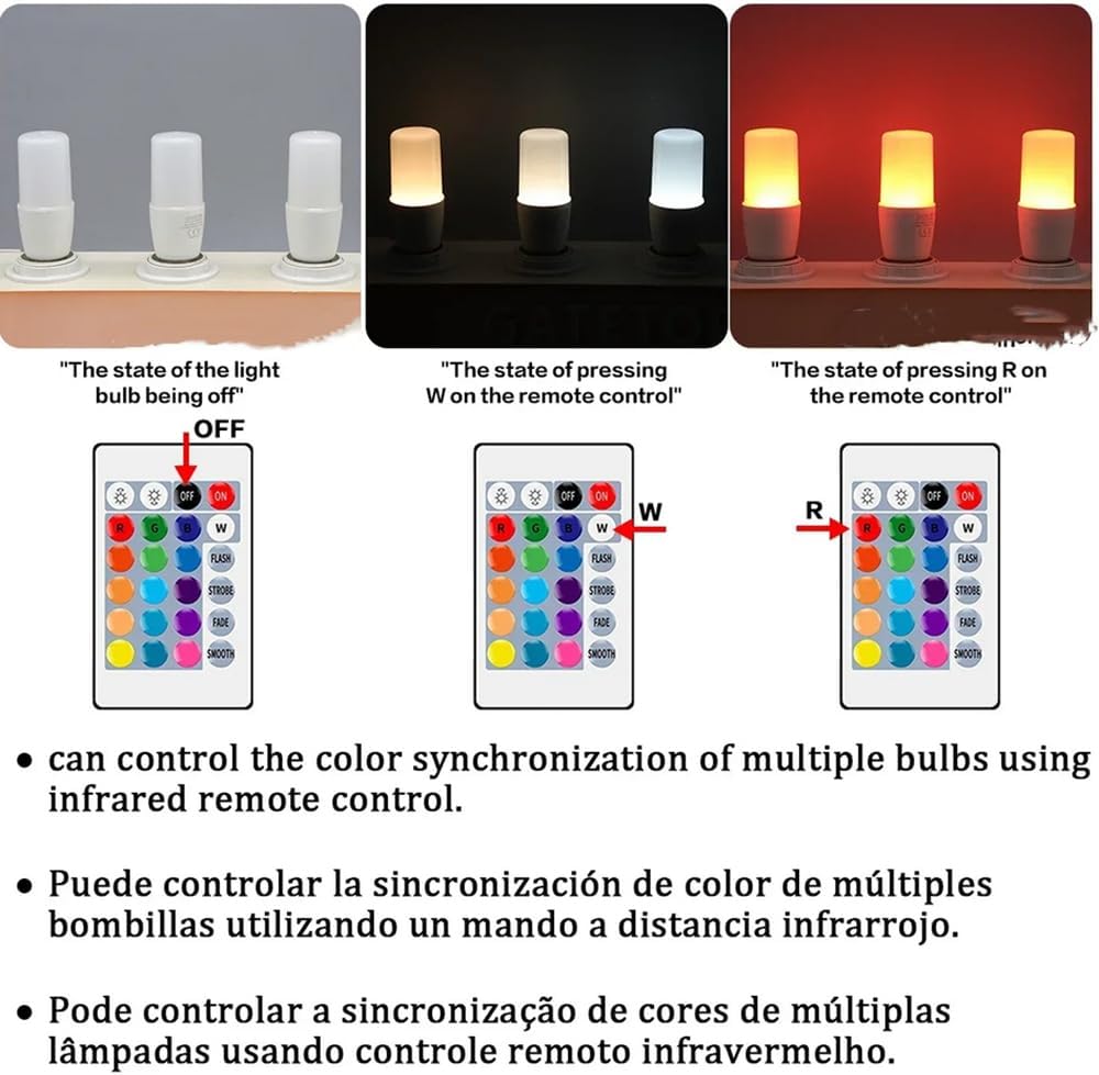 (6-Pack) Dimmable E14 16 Colors RGBW LED Bulb 24 Key Remote Control 6W AC100-240V Colorful Change for Bedroom LivingRoom Lamps