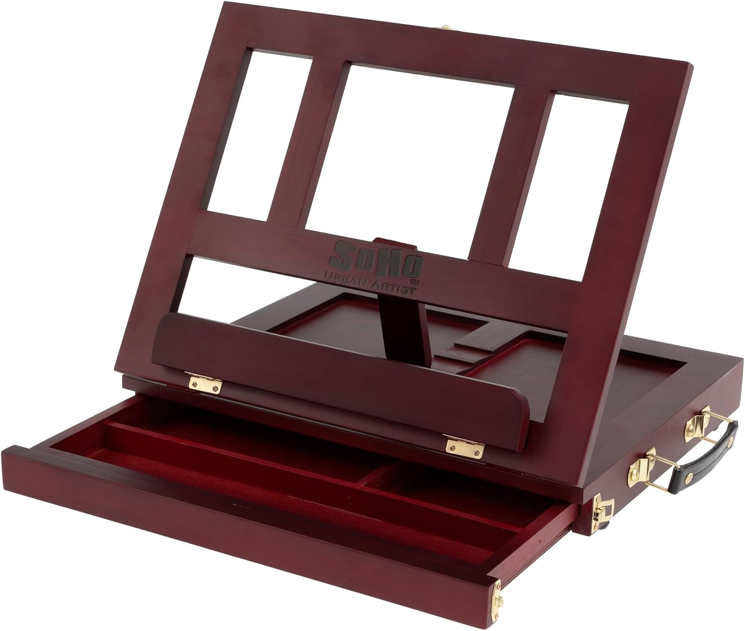 SoHo Urban Artist Wooden Desk Easel & Drawing Stand – Foldable, Lightweight Drawing Table - Mahogany Finish Painting Easel