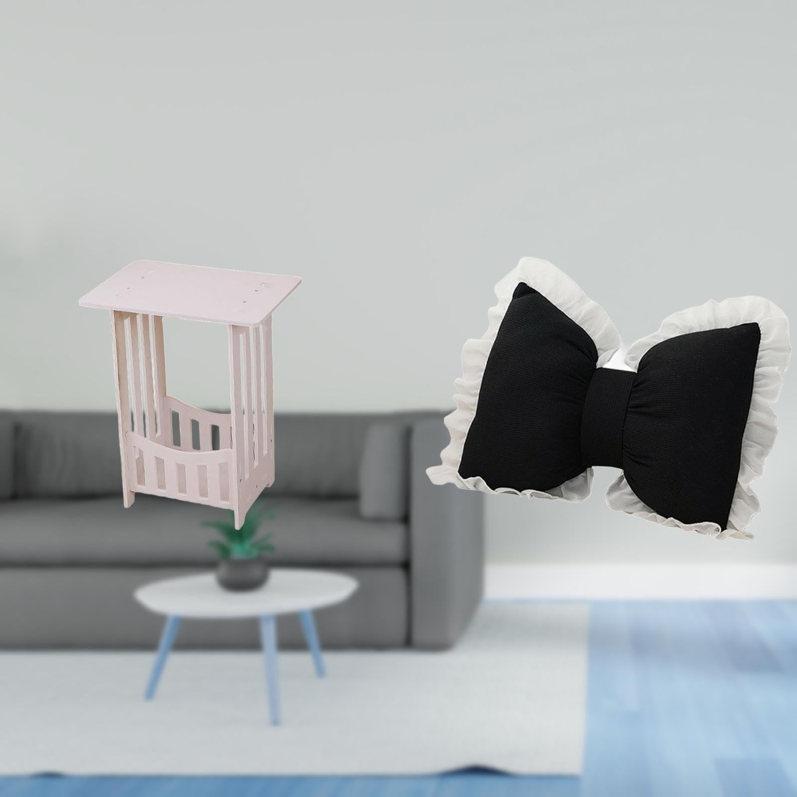 Enakshi® Small Bedside Table Corner Table Portable Versatile Practical End Side Table with Cute Bow Cushion Sofa Modern Home Furnishing Comfortable Bedside Cushion-image-34