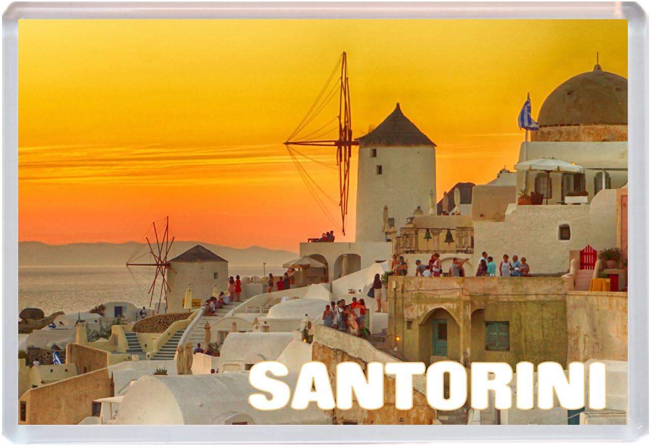 Baked Bean Store Multicolor Santorini - Greece - Jumbo Fridge Magnet 96 X 67Mm Bbsfhm1504