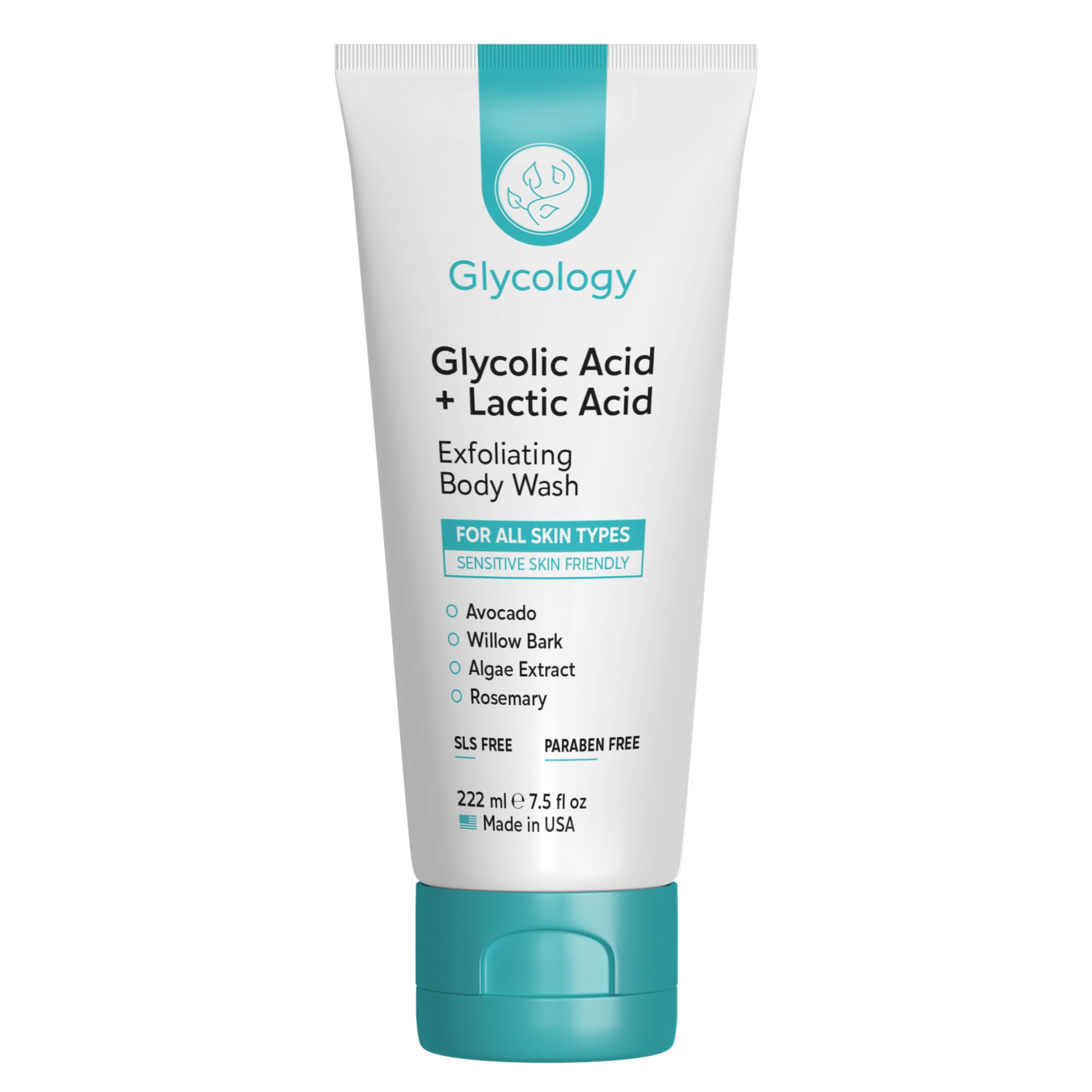 Glycolic Acid Body Wash for Keratosis Pilaris Treatment 7.5oz(Made In USA)Lactic Acid Body Exfoliator Cleanser for Rough & Bumpy Skin- KP Treatment