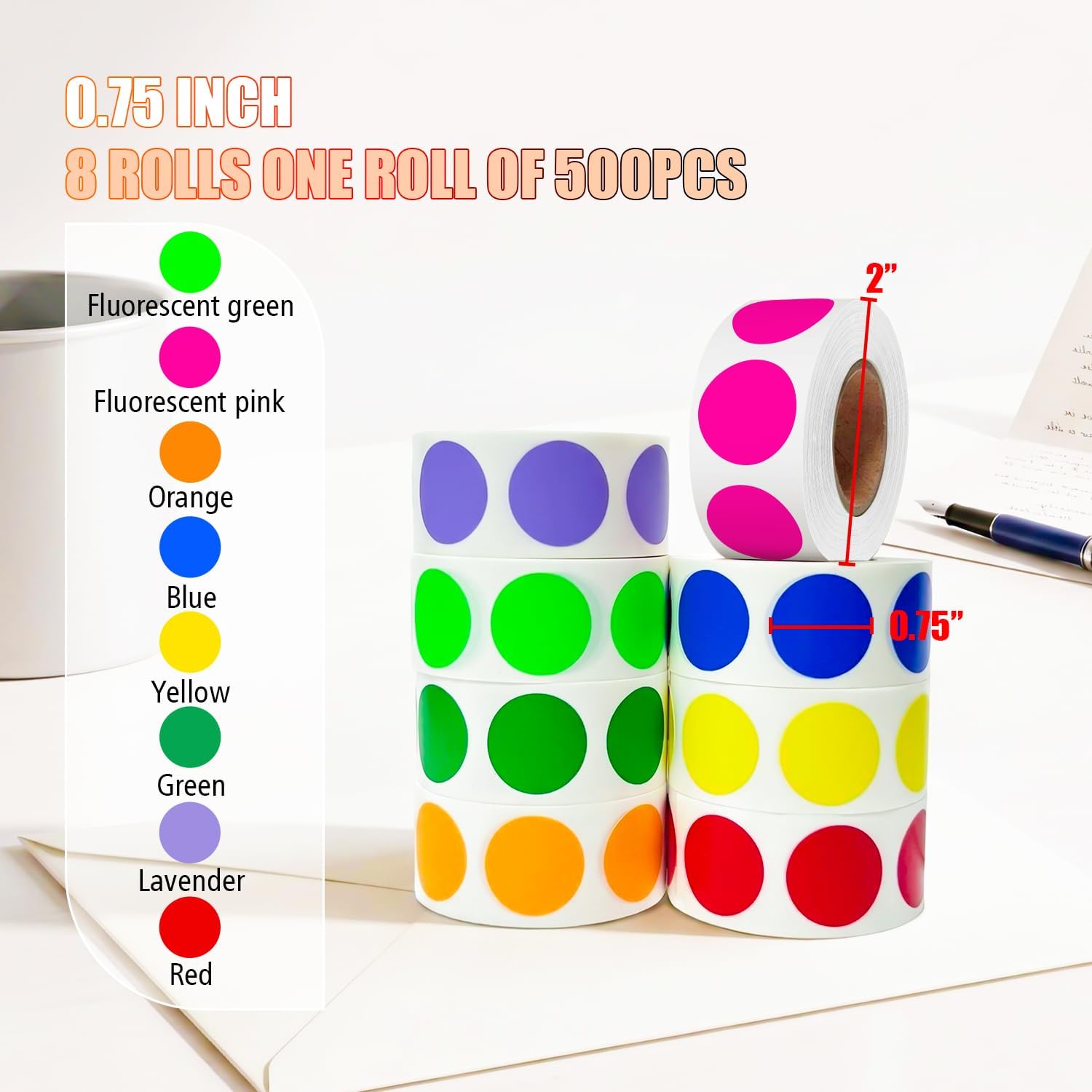 4000 PCS 3/4" Colored Dot Stickers Circle Color Coding Labels for Student image 2