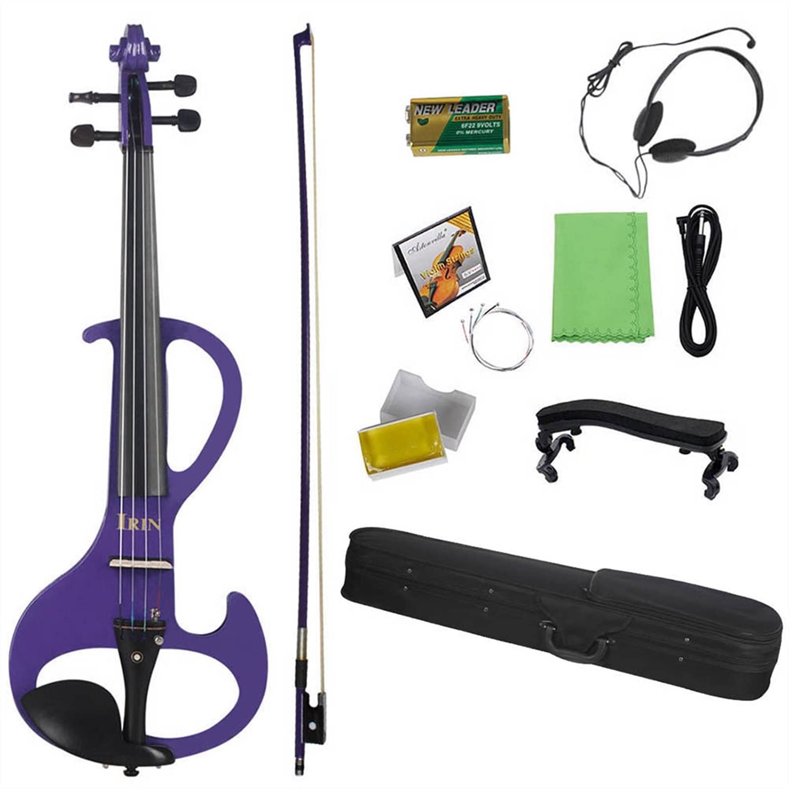 Strumento a Corde per Violino Elettrico Professionale 4/4 Violino Elettrico Viola con Custodia Cavo per Cuffie per Gli Amanti della Musica
