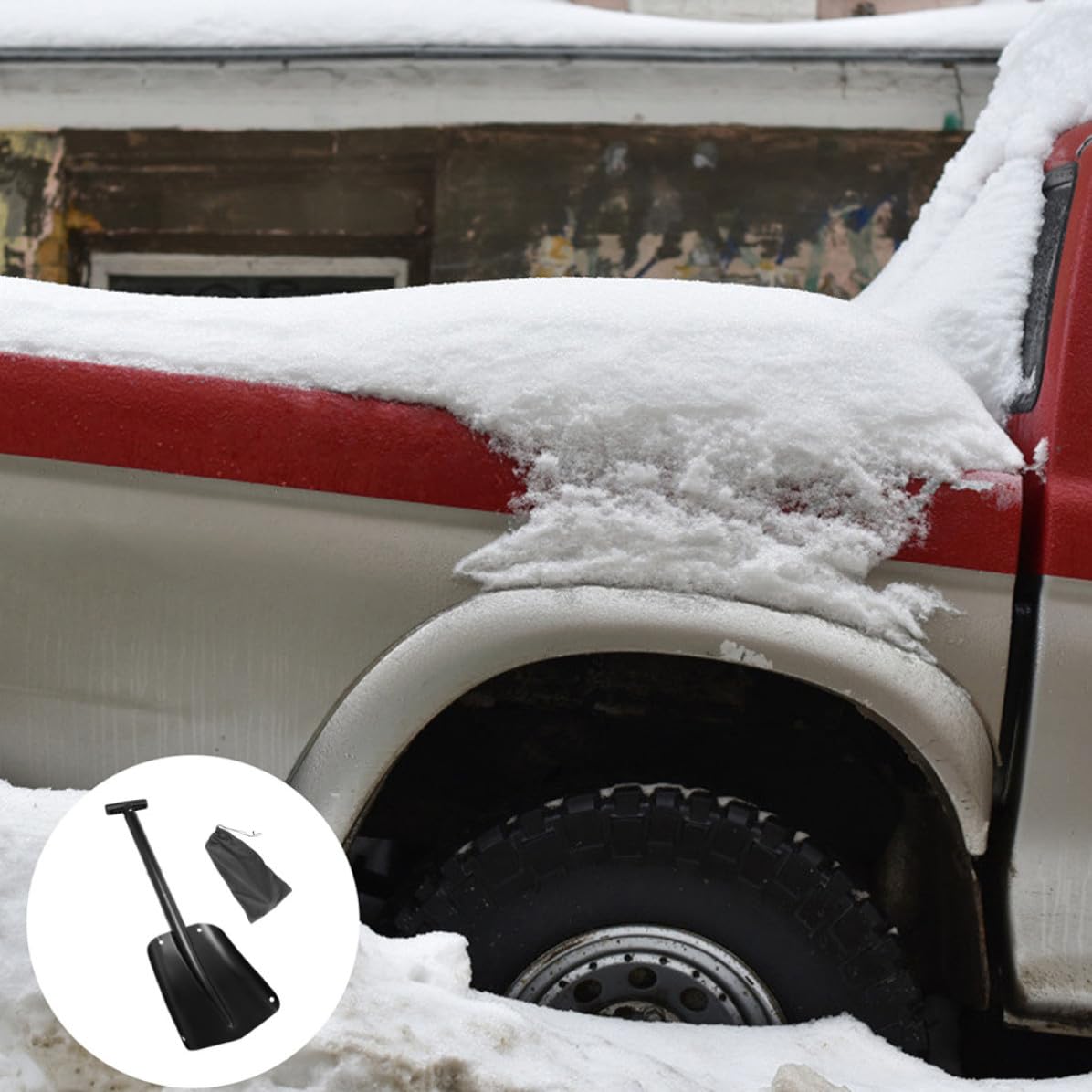 Pala de Nieve Plegable para Coche, Retráctil, Aluminio, Negro