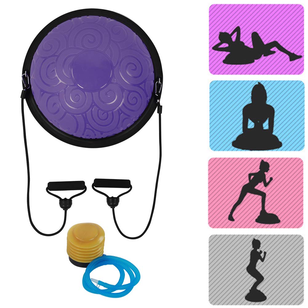 Balance Ball Trainer, 46 cm, antypoślizgowa półkula do balansowania, półkula z taśmami oporowymi, do jogi, fitnessu, treningu siłowego, treningu równowagi