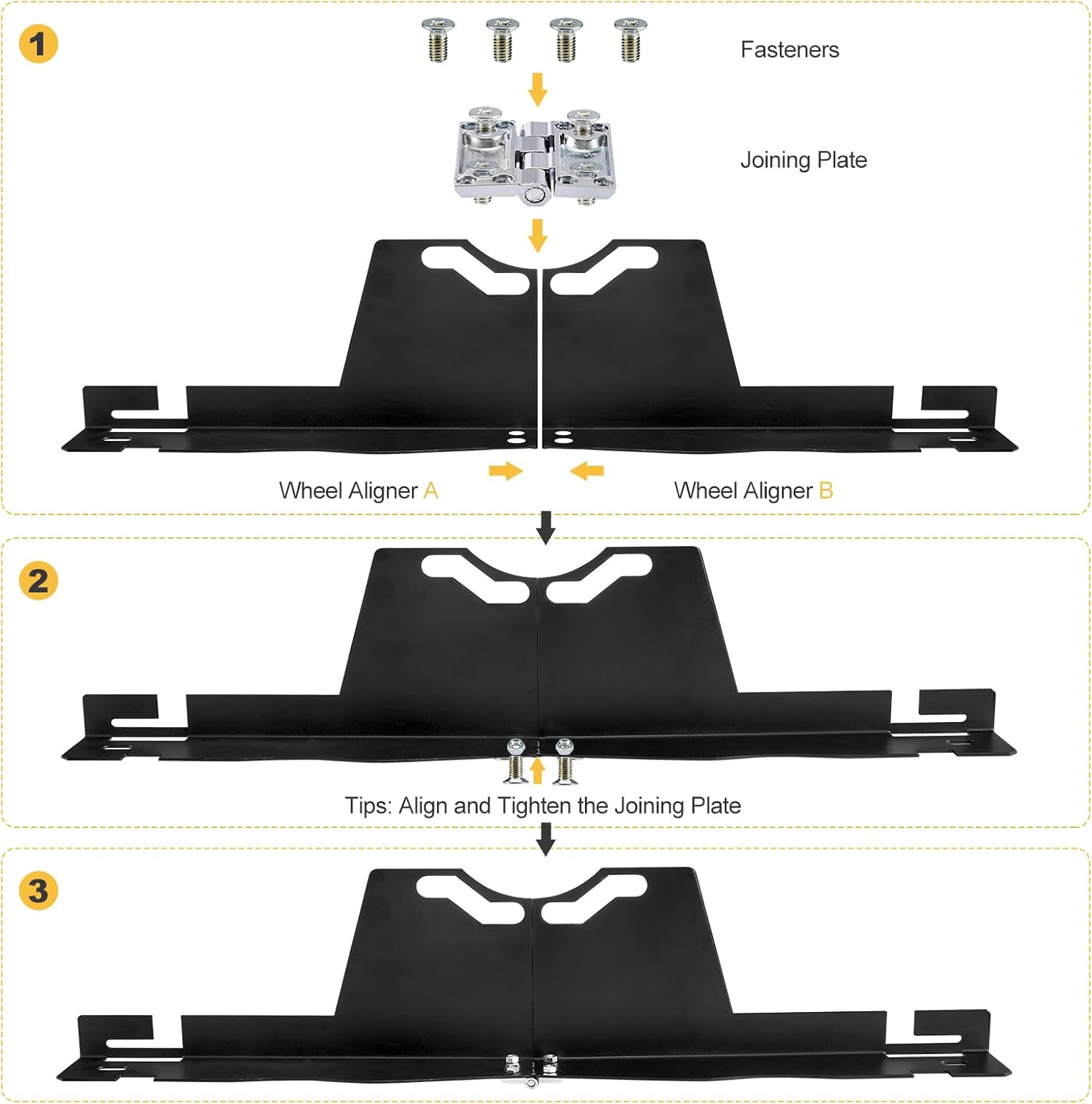 Heavy Duty Wheel Alignment Tool Kit Toe Alignment Tool Black Includes 2 Pcs Tape Measures Suitable for Car, Truck, SUV, and Various Vehicles Camber Alignment Plates