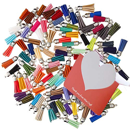 Borlas de ante sintético gris claro de 3,8 cm para manualidades y collares 4