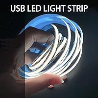 Vista 4 de A 5V USB LED Light Strip, COB LED Strip Lights, White 5V LED Lights, Small LED Strip Light, TV Lights for TV Under Cabinet Kitchen Living Room