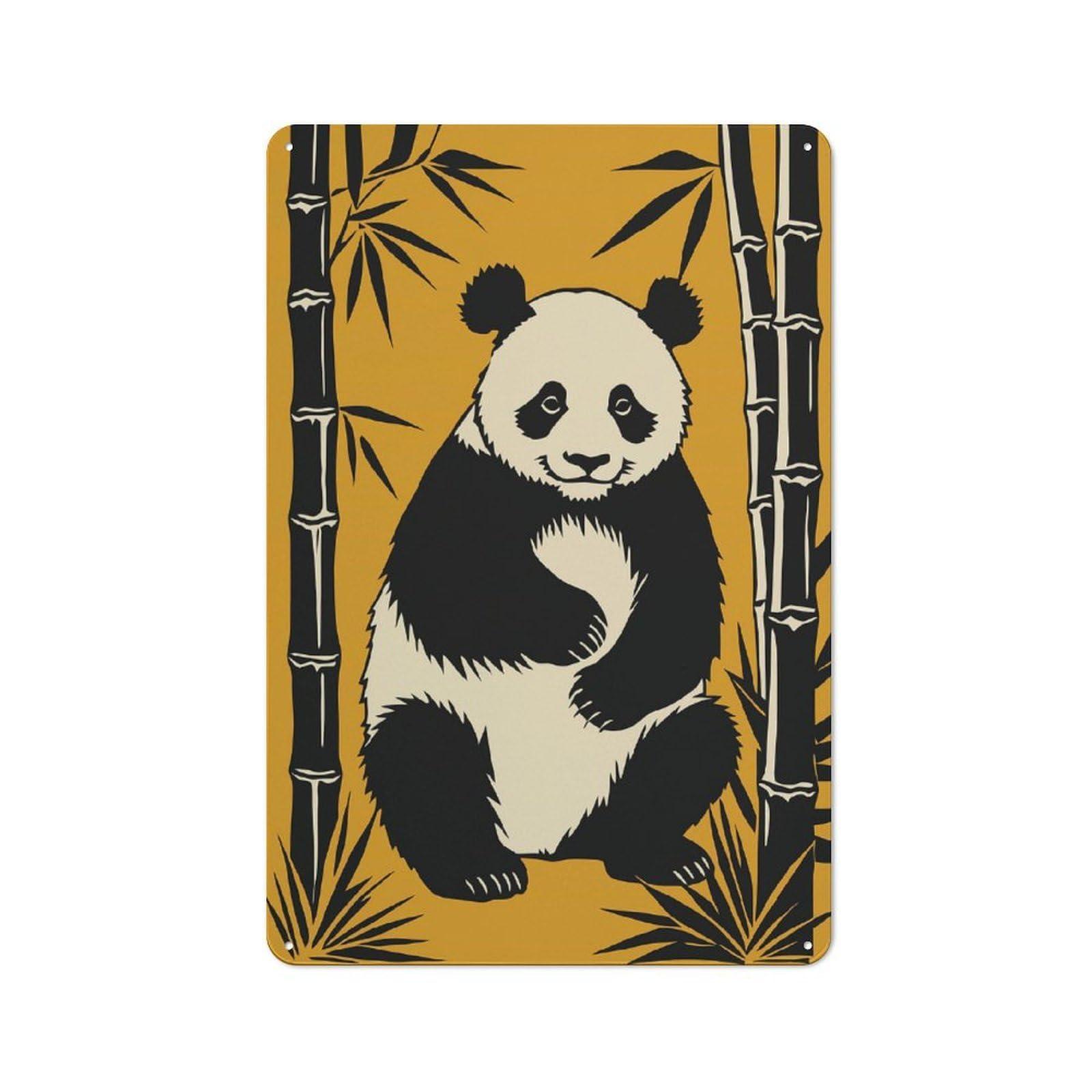 Junmoney Style-13 Cute Panda Portrait Rustic Metal Plaque 30X20cm For Café Or Restaurant, Wall Decor For People Reorganising Café And Restaurant