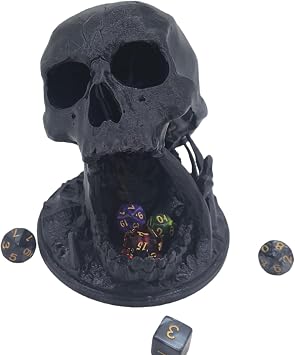 Skull Dice Tower Dungeons and Dragons 28mm D20 Miniature Wargaming RPG abletop Roleplaying Game Jail D&D Random 7PCS D20 Dice Set Included Black